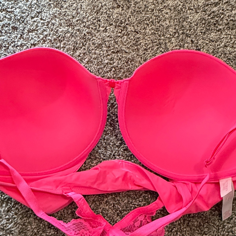 Victoria's Secret Neon Pink Front Closure Push Up Bra 38DD - Picture 5 of 5